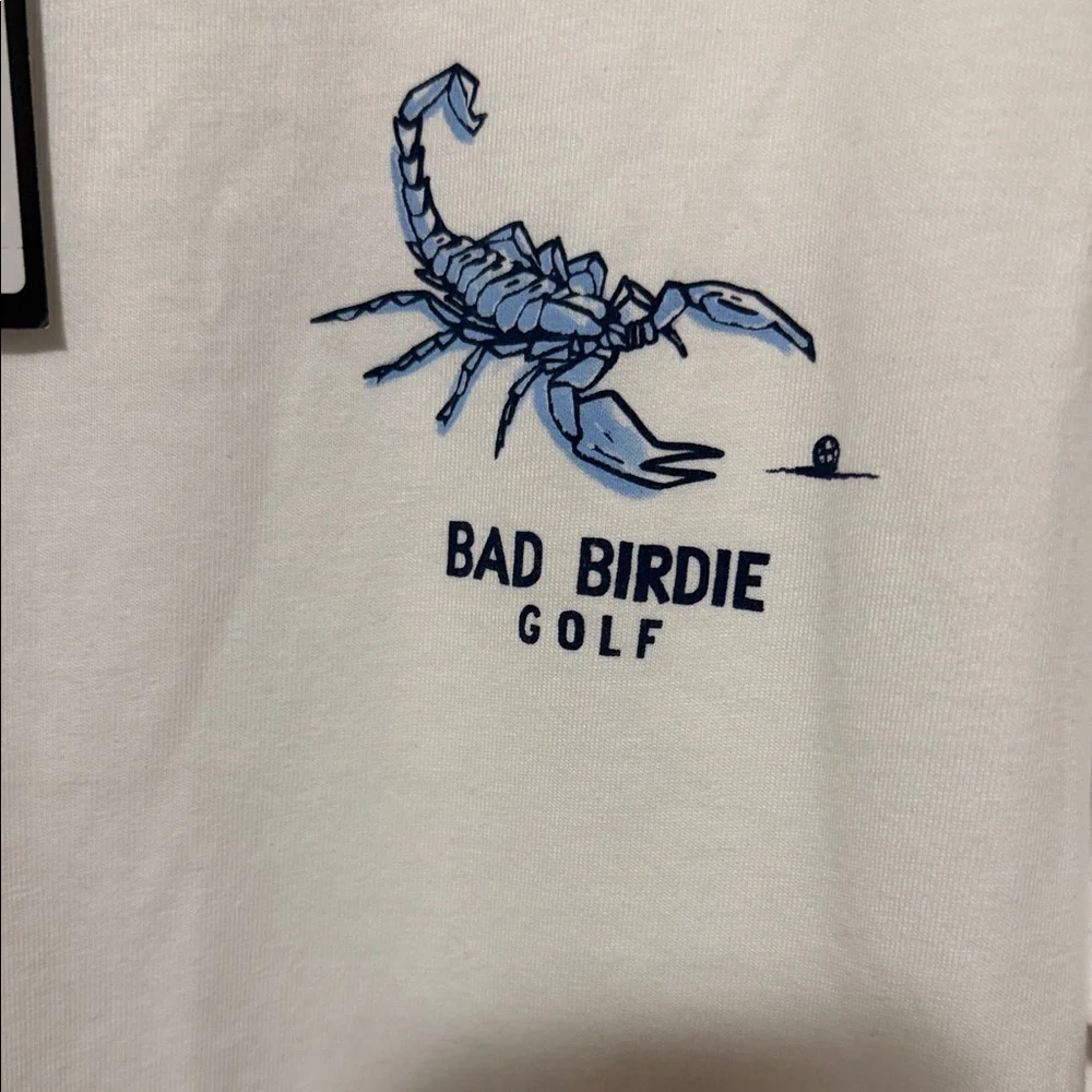 Bad Birdie White Tee with Blue Scorpion Graphic - Picture 2 of 4